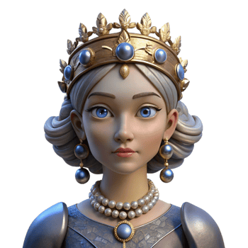 magnificent vintage Portrait of a Regal Queen with a Jeweled H authentic png