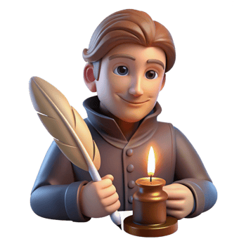 extraordinary vintage Portrait of a Pensive Writer with a Quill detailed png