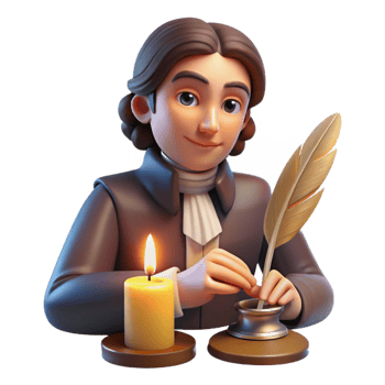 vibrant modern Portrait of a Pensive Writer with a Quill high quality png
