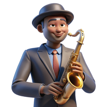 magnificent abstract Portrait of a Soulful Musician with a Sax authentic png