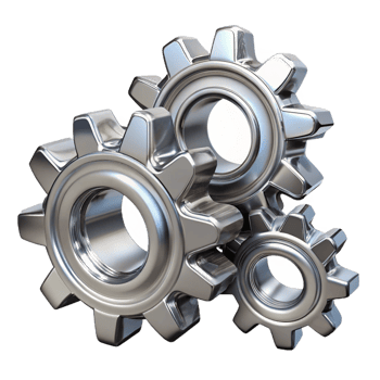 serene modern Polished Interlocking Gears and Cogs 4K png