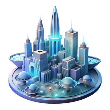 extraordinary contemporary Futuristic Cityscape with Towering Biolum 4K png