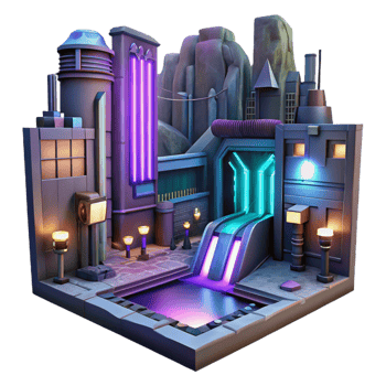 extraordinary contemporary Underground Cyberpunk City Neon Signs Il professional png