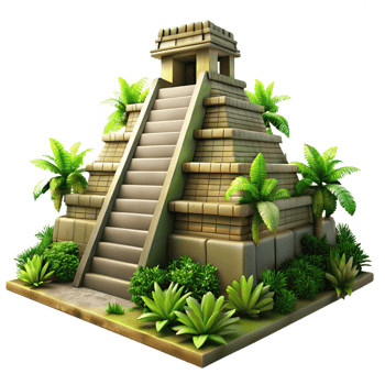 vibrant creative Ancient Mayan Pyramid Overgrown with Jung authentic png