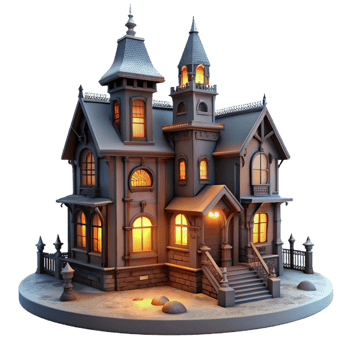 beautiful modern Victorian Mansion with Ornate Gingerbread high resolution png
