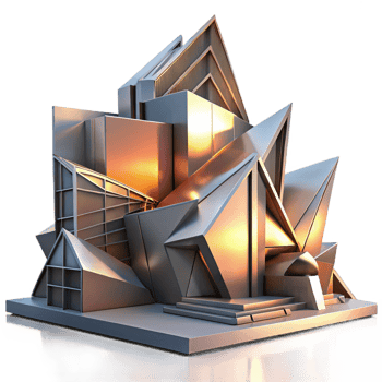beautiful modern Deconstructivist Museum with Fragmented Fo authentic png