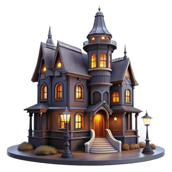beautiful traditional Victorian Mansion with Ornate Gingerbread premium png