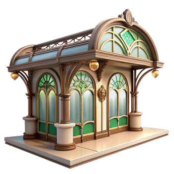 extraordinary abstract Art Nouveau Metro Station with Intricate professional png