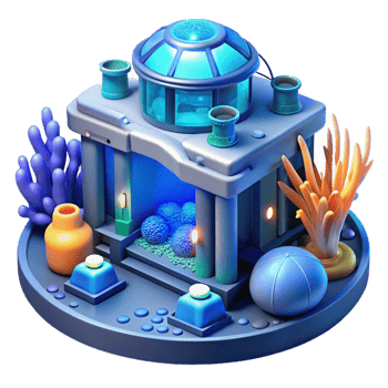 vibrant artistic Underwater Research Facility with Biolum exclusive png