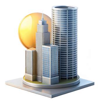 wonderful rustic Modernist Glass Skyscraper Reflecting Th 4K png