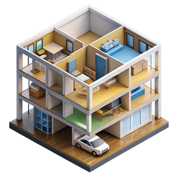 elegant creative Isometric Cutaway View of a Multi Story A genuine png