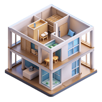 elegant rustic Isometric Cutaway View of a Multi Story A original png