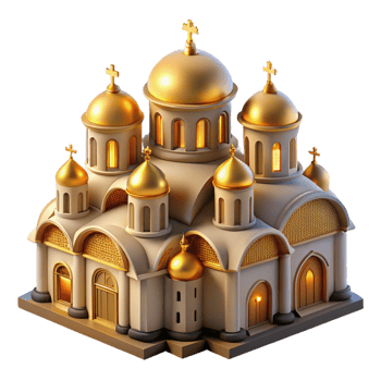 vibrant rustic Byzantine Church with Intricate Mosaics 4K png