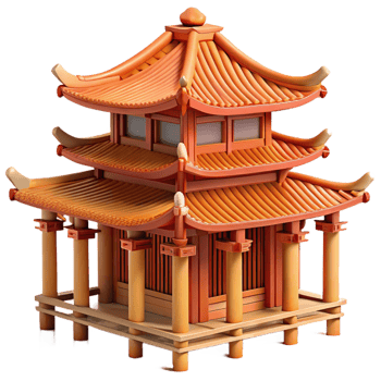 dramatic artistic Bamboo Scaffolding Surrounding a Traditi exclusive png