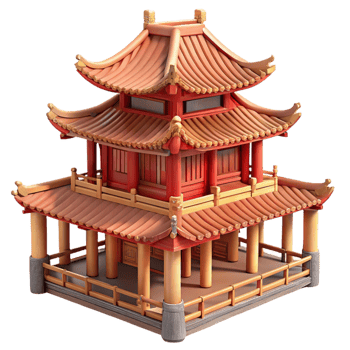 dramatic abstract Bamboo Scaffolding Surrounding a Traditi original png