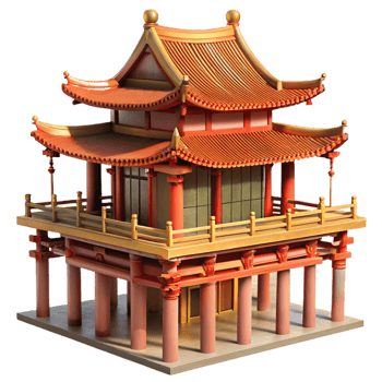stunning abstract Bamboo Scaffolding Surrounding a Traditi detailed png