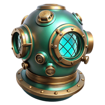 elegant creative A Steampunk Diving Helmet with Intricate detailed png