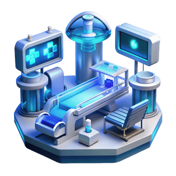 vibrant contemporary A Futuristic Hospital Filled with Holog exclusive png
