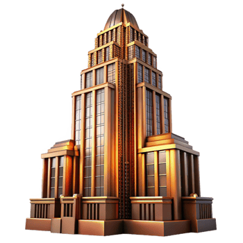 wonderful minimalist A Towering Art Deco Skyscraper with Ornate high quality png