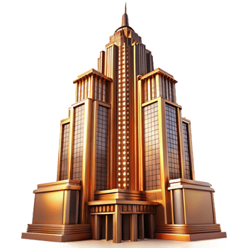 vibrant creative A Towering Art Deco Skyscraper with Ornate authentic png