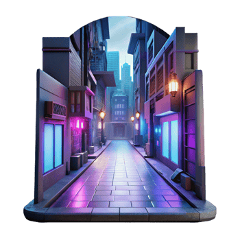impressive artistic A Futuristic Cyberpunk Alleyway with Neo genuine png