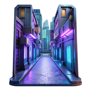 dramatic artistic A Futuristic Cyberpunk Alleyway with Neo authentic png