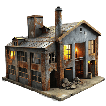 beautiful creative A Dilapidated Abandoned Factory with Brok high resolution png