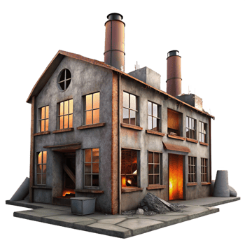 magnificent contemporary A Dilapidated Abandoned Factory with Brok detailed png