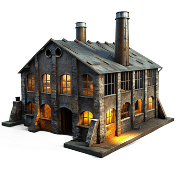 impressive traditional A Dilapidated Abandoned Factory with Brok 4K png