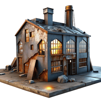 stunning classic A Dilapidated Abandoned Factory with Brok high quality png