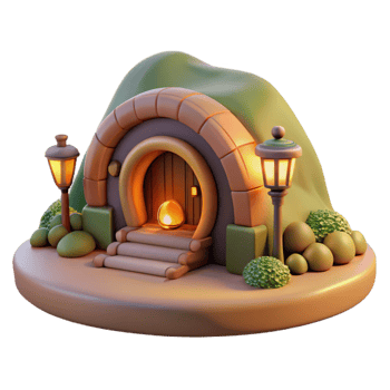 beautiful creative A Cozy Hobbit Hole Built Into the Side O authentic png