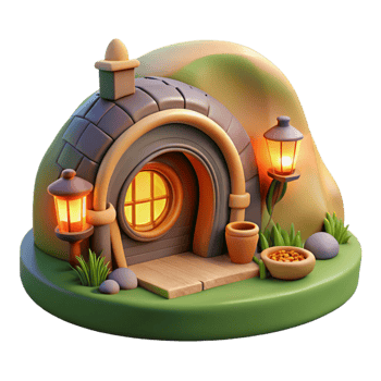 serene rustic A Cozy Hobbit Hole Built Into the Side O original png