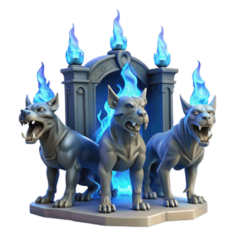 wonderful minimalist Cerberus Three-headed Hound of Hades premium png