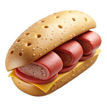 Delicious Triple Sausage and Cheese Sub Sandwich with Sesame Seed Bun png