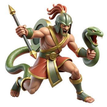 magnificent vintage A Stoic Spartan Warrior Battling a Hydra professional png