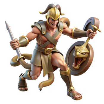 serene traditional A Stoic Spartan Warrior Battling a Hydra genuine png