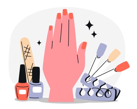 Manicure Scene with Nail Polish and Beauty Tools. vector