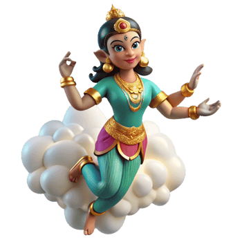 dramatic vintage A Graceful Apsara a Celestial Dancer Fro detailed png
