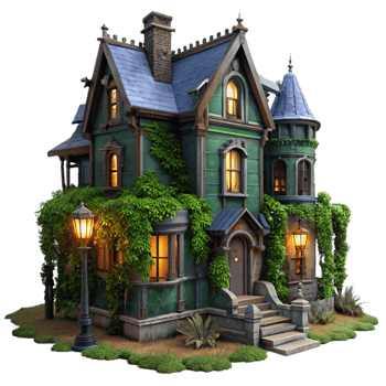 impressive creative A Dilapidated Victorian Mansion Overgrow original png