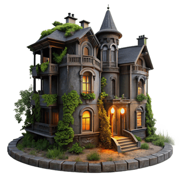 impressive minimalist A Dilapidated Victorian Mansion Overgrow premium png