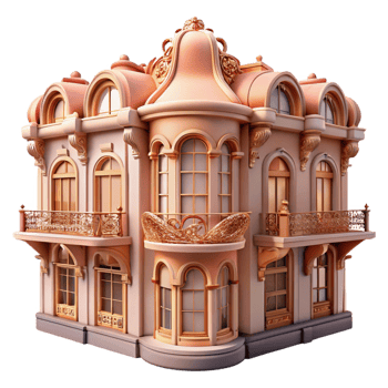 vibrant creative An Art Nouveau Apartment Building Ornate premium png