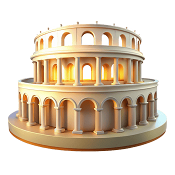 vibrant vintage Roman Amphitheater Bright Midday Sun genuine png