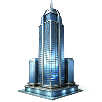 elegant minimalist A Towering Skyscraper Made of Glass and St detailed png
