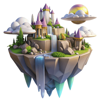 impressive contemporary A Floating Island City Waterfalls Cascadi high quality png