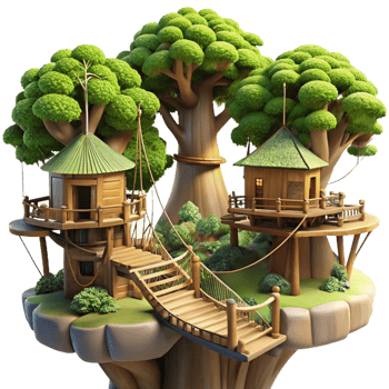 dramatic classic A Treehouse Village Interconnected by R original png