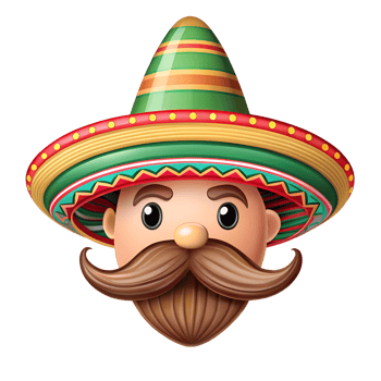 Smiling people wearing colorful Mexican sombreros in a fun and festive cartoon design png