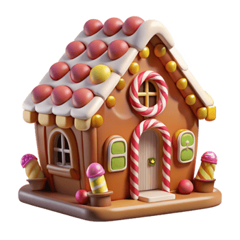 serene vintage A Gingerbread House Covered in Candy De professional png