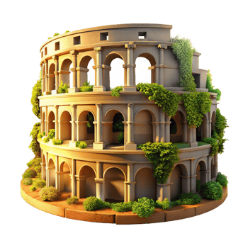 magnificent classic A Roman Colosseum Crumbling Ruins Over original png