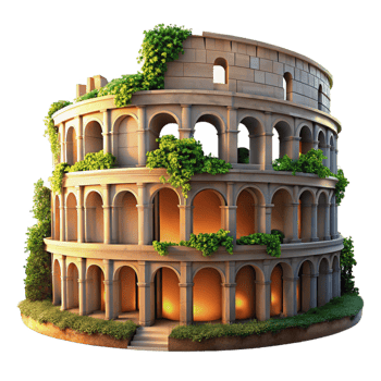 elegant contemporary A Roman Colosseum Crumbling Ruins Over high quality png