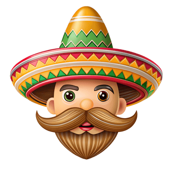 Smiling people wearing colorful Mexican sombreros in a fun and festive cartoon style png